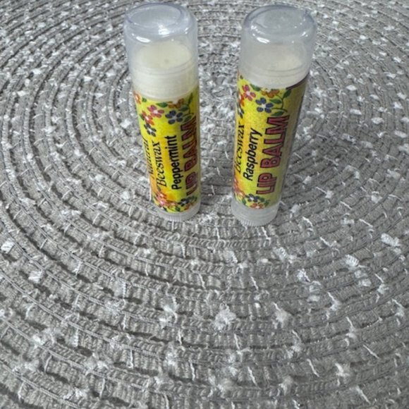 Beeswax Lip Balm 2 Pack - 1 Raspberry and 1 Peppermint - Picture 2 of 2